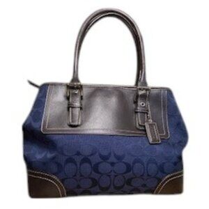 Coach Signature Sateen Handbag Navy/Espresso - G0732-F11220